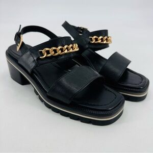 Bernardo Anthropologie Sorrento Genuine Leather Chain Link Lug Sole Sandals